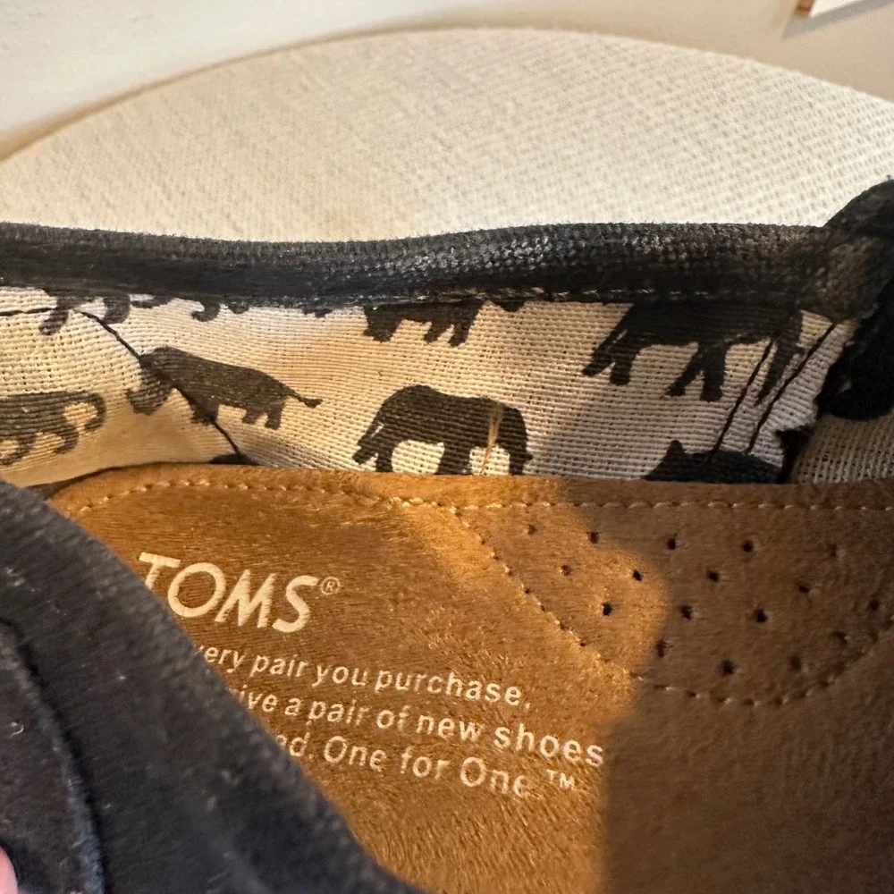 TOMS Alpargata‎ Slip On Shoes Womens 6 Black Canvas Classic Comfort Flats